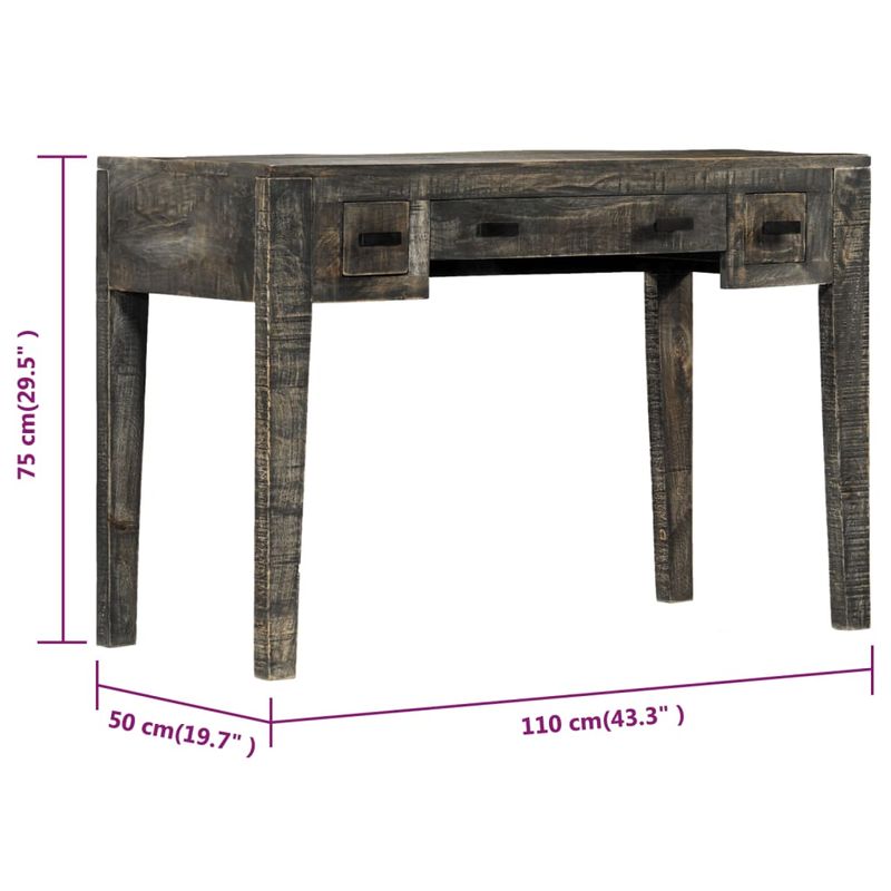 Casa si Gradina - Mobilier - Mese si birouri - Birouri - Birou, negru, 110 x 50 x 75 cm, lemn masiv de mango - Infinity.ro