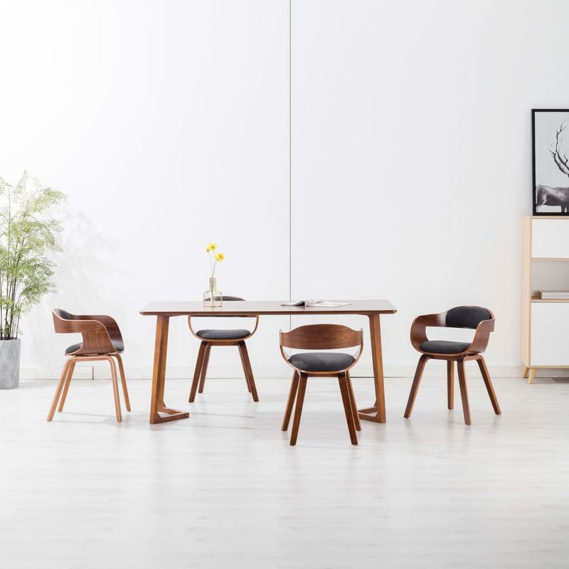 Casa si Gradina - Mobilier - Scaune si fotolii - Scaune - Scaun de bucatarie, 4 buc., gri inchis, textil si lemn curbat - Infinity.ro