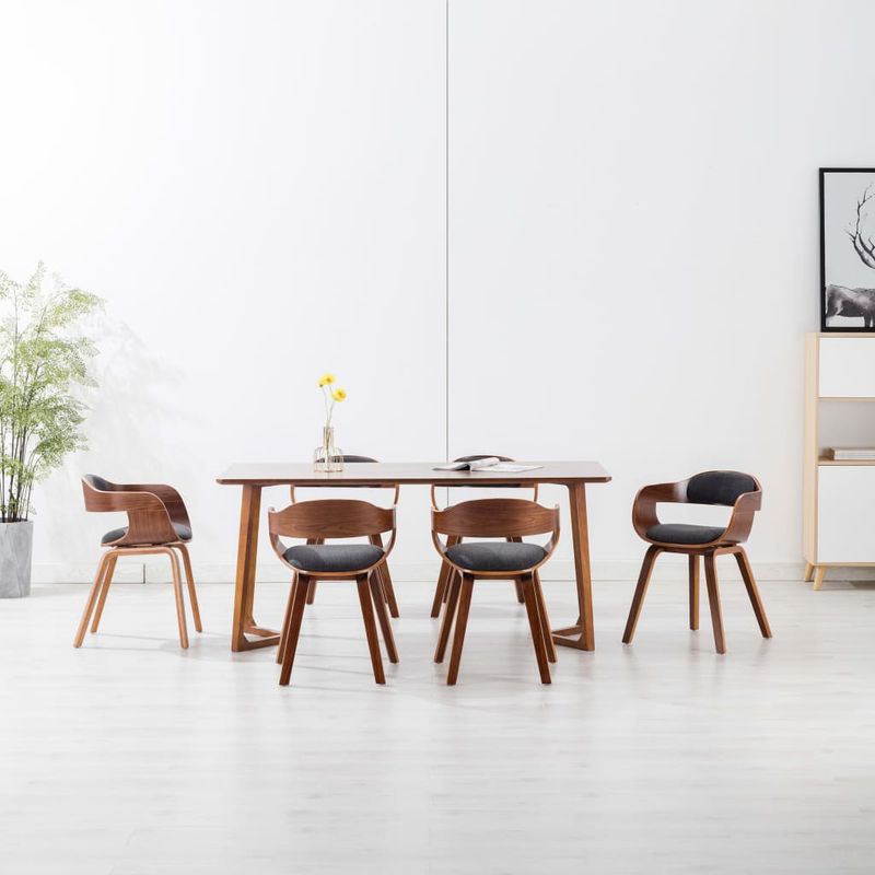 Casa si Gradina - Mobilier - Scaune si fotolii - Scaune - Scaun de bucatarie, 6 buc., gri inchis, textil si lemn curbat - Infinity.ro
