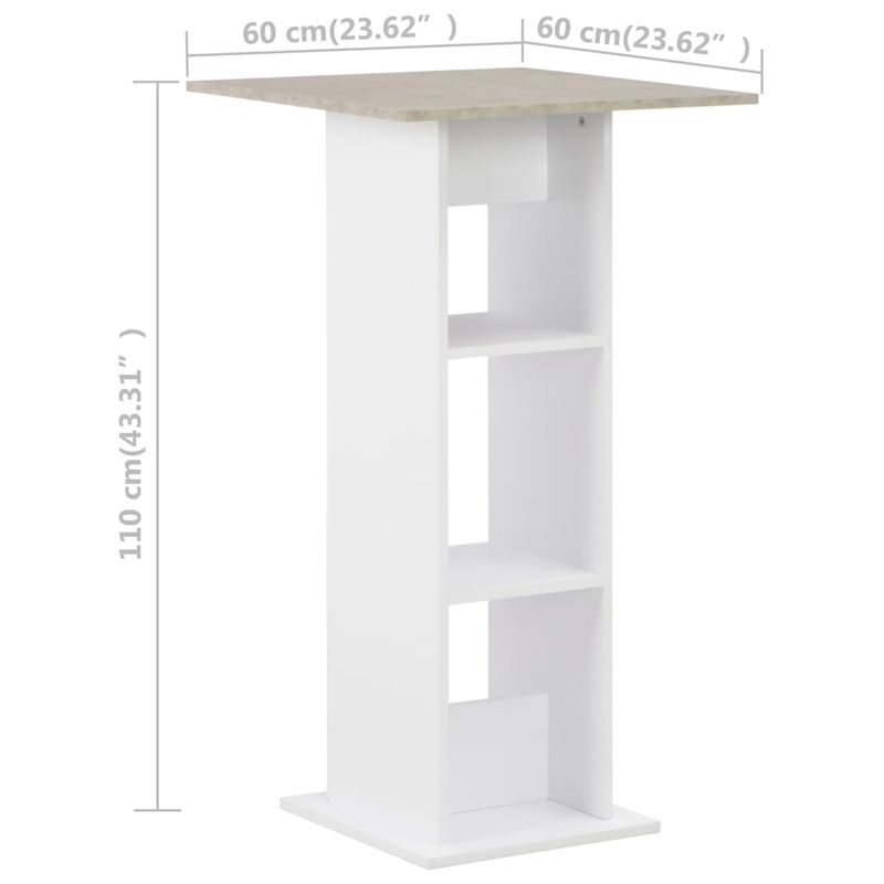 Casa si Gradina - Mobilier - Mese si birouri - Mese bucatarie si dining - Masa de bar, alb si gri beton, 60 x 60 x 110 cm - Infinity.ro