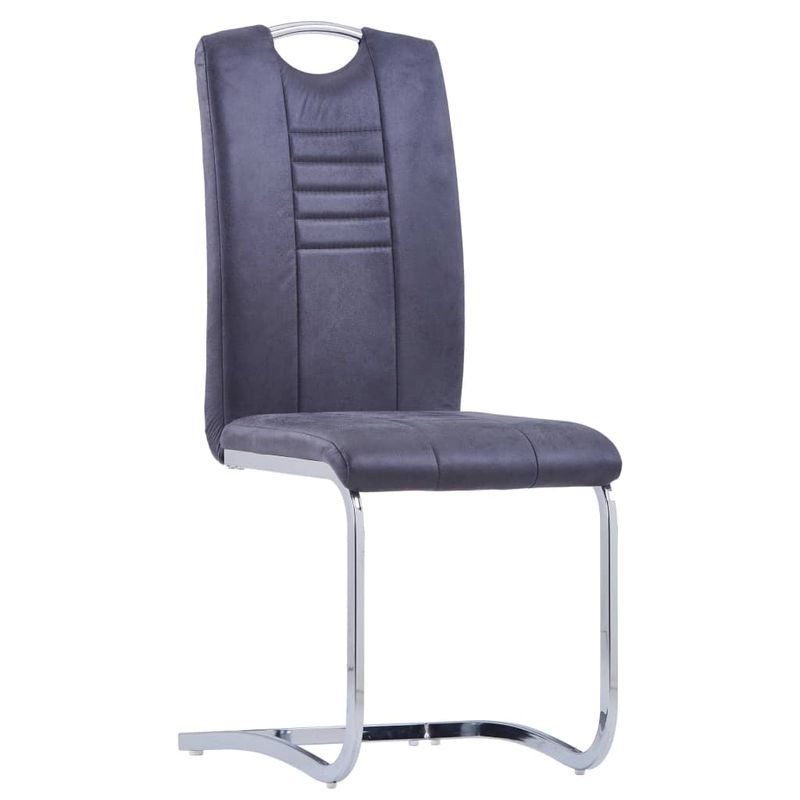 Casa si Gradina - Mobilier - Scaune si fotolii - Scaune - Scaune de bucatarie consola, 2 buc., gri, piele intoarsa eco - Infinity.ro