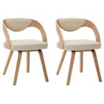 Casa si Gradina - Mobilier - Scaune si fotolii - Scaune - Scaune de bucatarie, 2 buc, crem, lemn curbat & piele ecologica - Infinity.ro