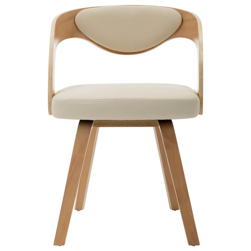Casa si Gradina - Mobilier - Scaune si fotolii - Scaune - Scaune de bucatarie, 2 buc, crem, lemn curbat & piele ecologica - Infinity.ro