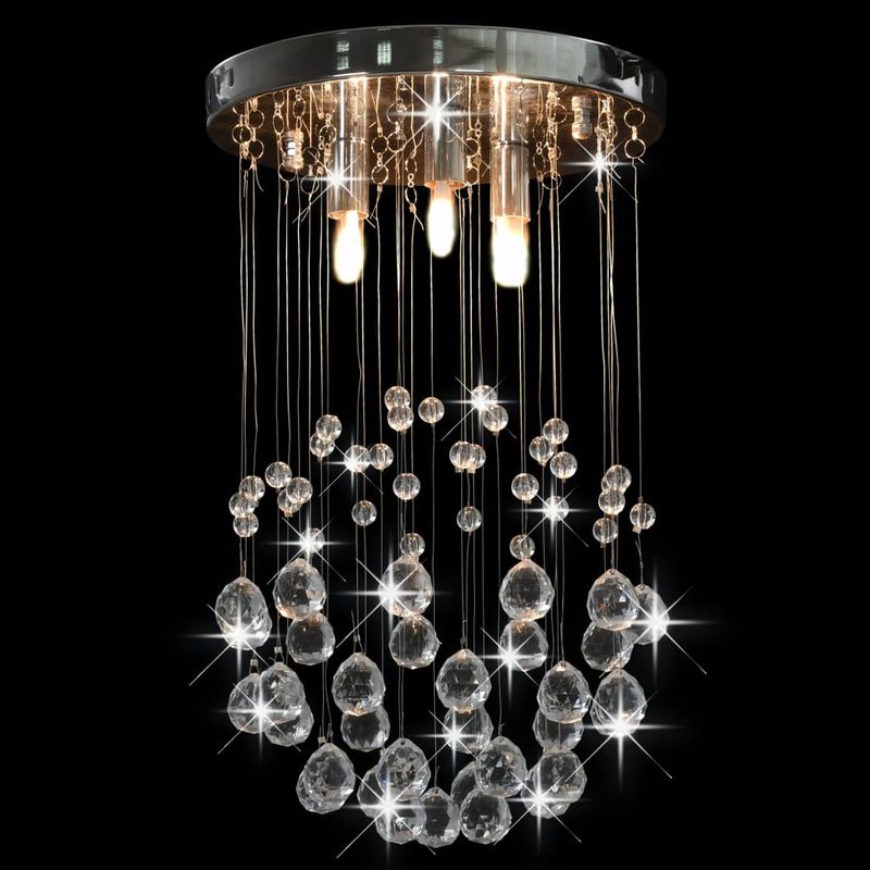 Casa si Gradina - Corpuri si surse de iluminat - Lustre si pendule - Lustra cu margele de cristal, argintiu, sfera, 3 x bec G9 - Infinity.ro
