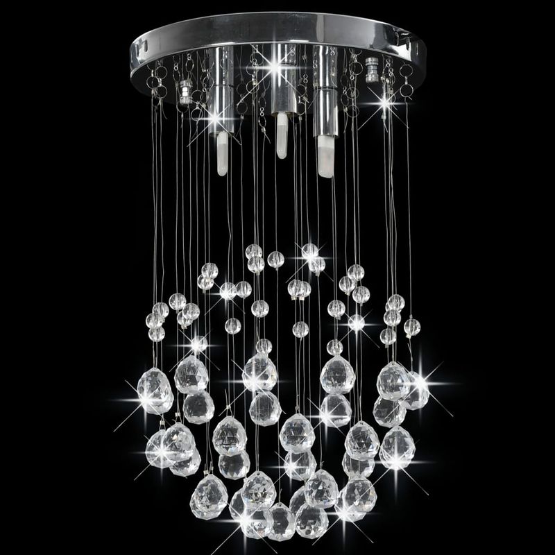 Casa si Gradina - Corpuri si surse de iluminat - Lustre si pendule - Lustra cu margele de cristal, argintiu, sfera, 3 x bec G9 - Infinity.ro