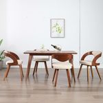 Casa si Gradina - Mobilier - Scaune si fotolii - Scaune - Scaune de bucatarie, 4 buc, crem, lemn curbat & piele ecologica - Infinity.ro