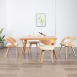 Casa si Gradina - Mobilier - Scaune si fotolii - Scaune - Scaune de bucatarie, 4 buc, crem, lemn curbat & piele ecologica - Infinity.ro