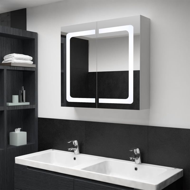 Casa si Gradina - Mobilier - Mobilier baie - Corpuri baie - Dulap de baie cu oglinda si LED, 80 x 12,2 x 68 cm - Infinity.ro