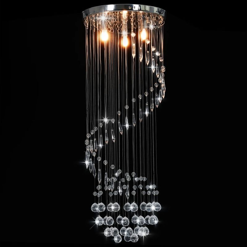 Casa si Gradina - Corpuri si surse de iluminat - Lustre si pendule - Lustra cu margele de cristal, argintiu, spirala, G9 - Infinity.ro