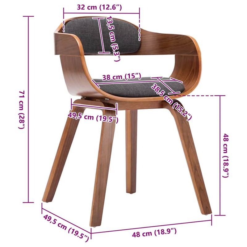 Casa si Gradina - Mobilier - Scaune si fotolii - Scaune - Scaun de bucatarie, gri inchis, material textil si lemn curbat - Infinity.ro