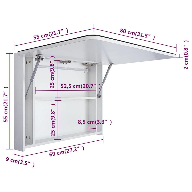 Casa si Gradina - Mobilier - Mobilier baie - Corpuri baie - Dulap de baie cu oglinda si LED, 80 x 9,5 x 55 cm - Infinity.ro