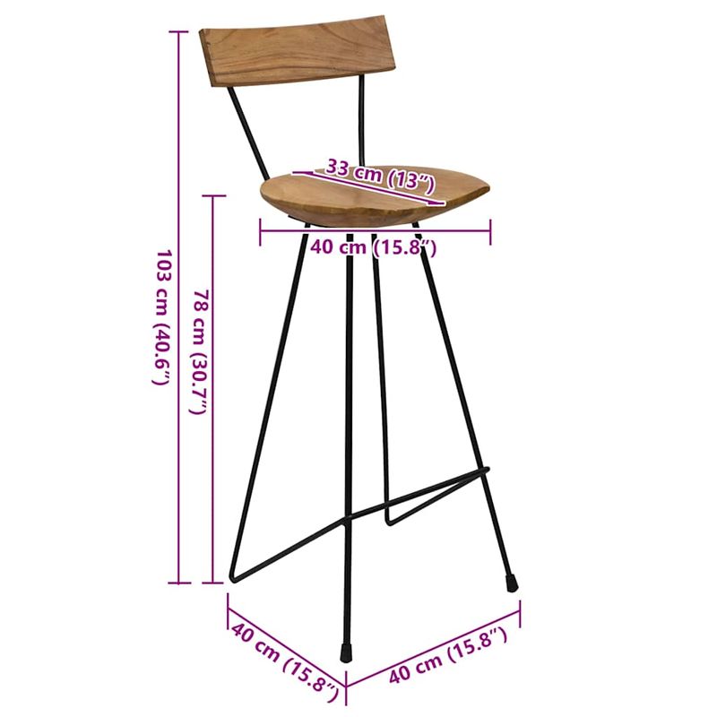 Casa si Gradina - Mobilier - Scaune si fotolii - Scaune - Scaune de bar, 2 buc., lemn masiv de tec - Infinity.ro