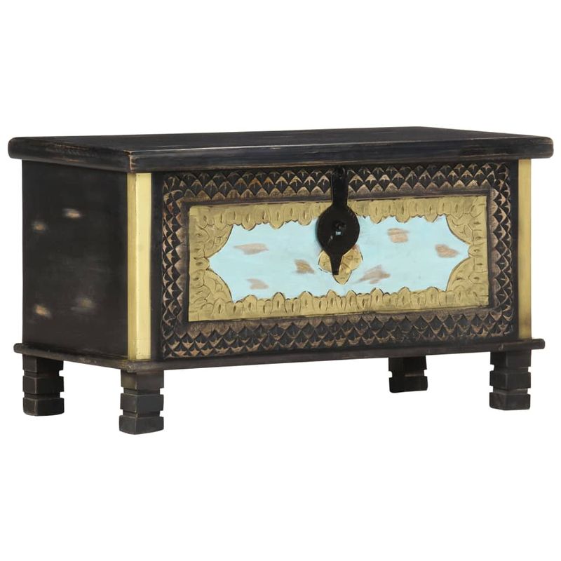 Casa si Gradina - Mobilier - Organizare si depozitare - Cufere si lazi - Lada de depozitare, negru, 80 x 40 x 45 cm, lemn masiv de mango - Infinity.ro