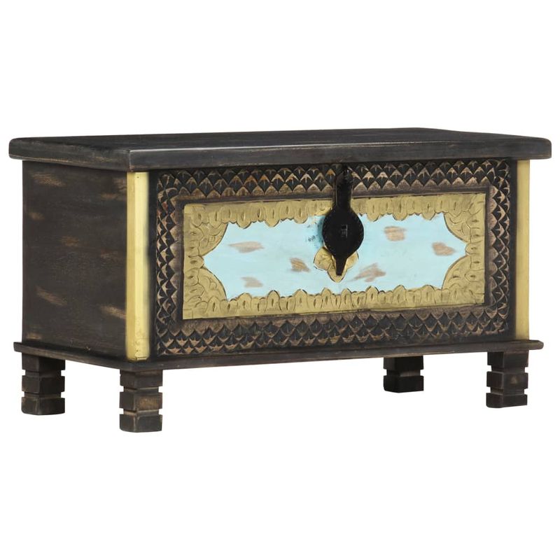 Casa si Gradina - Mobilier - Organizare si depozitare - Cufere si lazi - Lada de depozitare, negru, 80 x 40 x 45 cm, lemn masiv de mango - Infinity.ro
