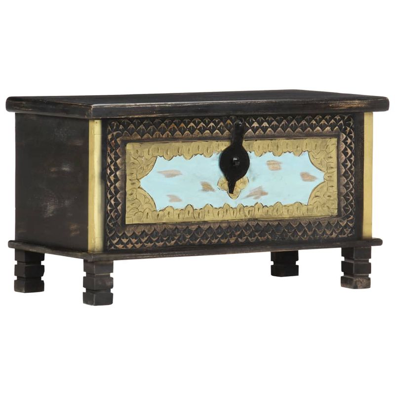 Casa si Gradina - Mobilier - Organizare si depozitare - Cufere si lazi - Lada de depozitare, negru, 80 x 40 x 45 cm, lemn masiv de mango - Infinity.ro