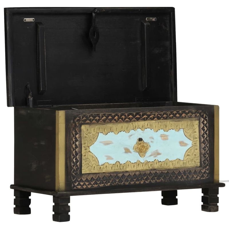 Casa si Gradina - Mobilier - Organizare si depozitare - Cufere si lazi - Lada de depozitare, negru, 80 x 40 x 45 cm, lemn masiv de mango - Infinity.ro