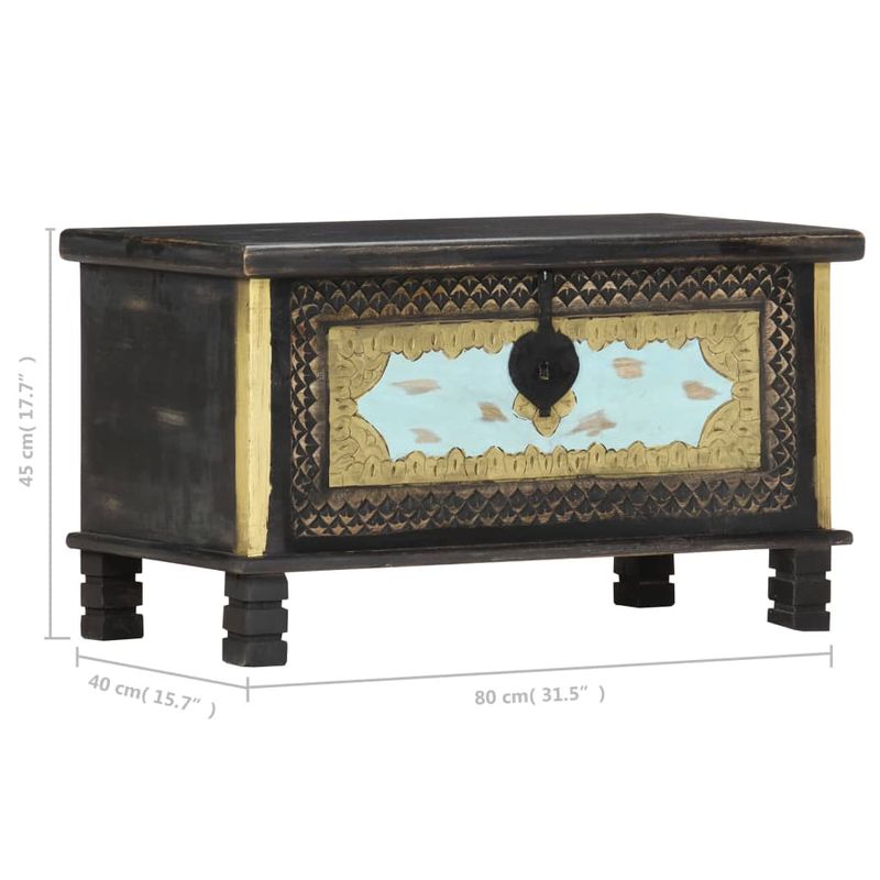Casa si Gradina - Mobilier - Organizare si depozitare - Cufere si lazi - Lada de depozitare, negru, 80 x 40 x 45 cm, lemn masiv de mango - Infinity.ro