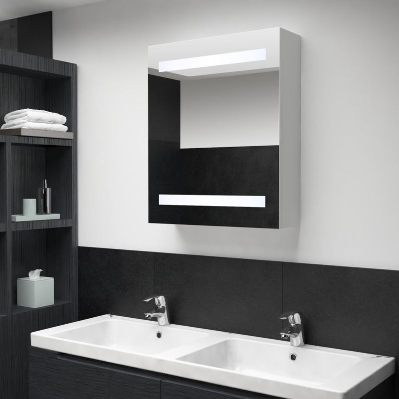 Casa si Gradina - Mobilier - Mobilier baie - Corpuri baie - Dulap de baie cu oglinda si LED-uri, 50x13,5x60 cm - Infinity.ro