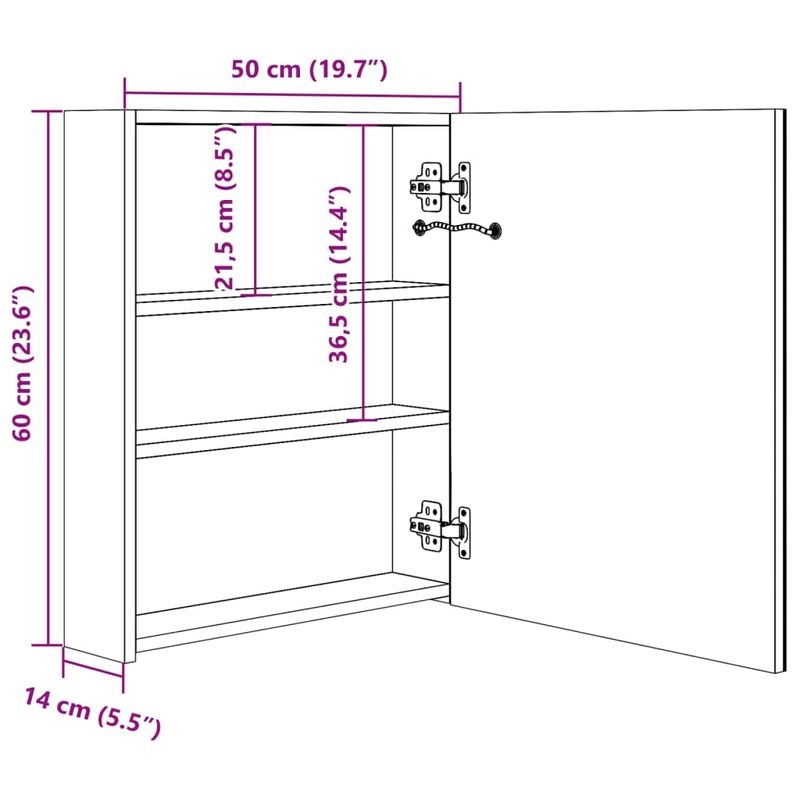 Casa si Gradina - Mobilier - Mobilier baie - Corpuri baie - Dulap de baie cu oglinda si LED-uri, 50x13,5x60 cm - Infinity.ro