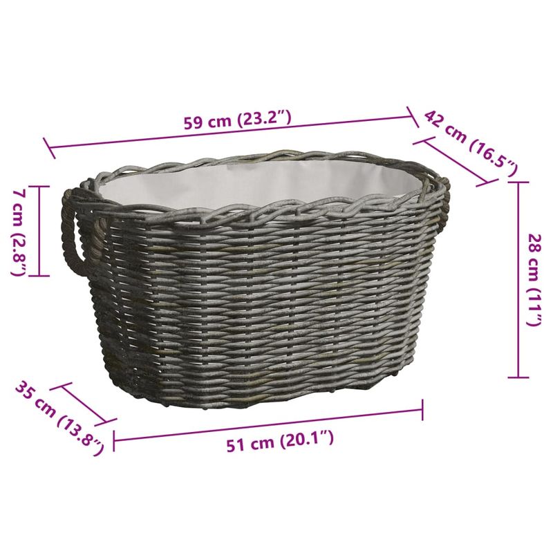 Casa si Gradina - Termice - Sobe, Seminee si accesorii - Accesorii seminee si sobe - Cos pentru lemne de foc cu manere, gri, 59x42x28 cm, salcie - Infinity.ro