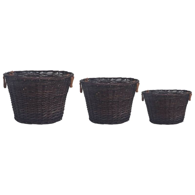 Casa si Gradina - Termice - Sobe, Seminee si accesorii - Accesorii seminee si sobe - Set cosuri pentru lemne de foc stivuibile, maro inchis, rachita - Infinity.ro
