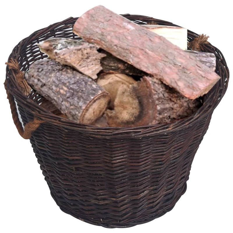 Casa si Gradina - Termice - Sobe, Seminee si accesorii - Accesorii seminee si sobe - Set cosuri pentru lemne de foc stivuibile, maro inchis, rachita - Infinity.ro