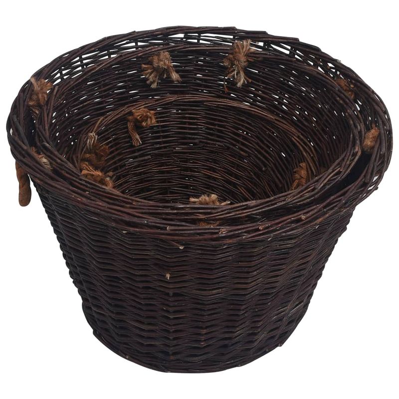 Casa si Gradina - Termice - Sobe, Seminee si accesorii - Accesorii seminee si sobe - Set cosuri pentru lemne de foc stivuibile, maro inchis, rachita - Infinity.ro