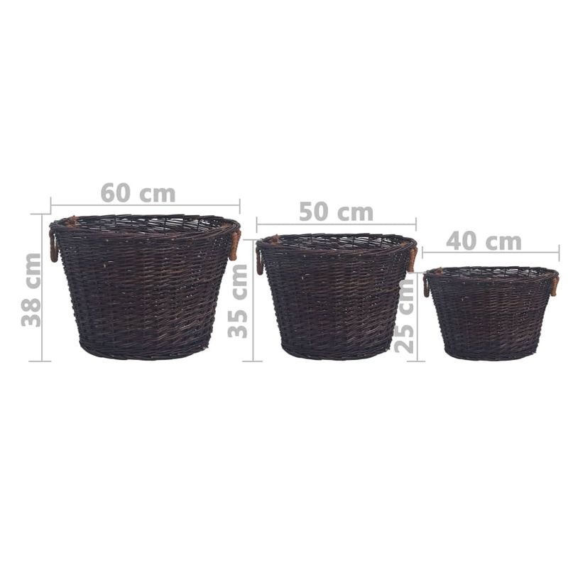 Casa si Gradina - Termice - Sobe, Seminee si accesorii - Accesorii seminee si sobe - Set cosuri pentru lemne de foc stivuibile, maro inchis, rachita - Infinity.ro