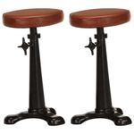 Casa si Gradina - Mobilier - Scaune si fotolii - Scaune - Scaune de bar, 2 buc., maro, piele naturala si fonta - Infinity.ro
