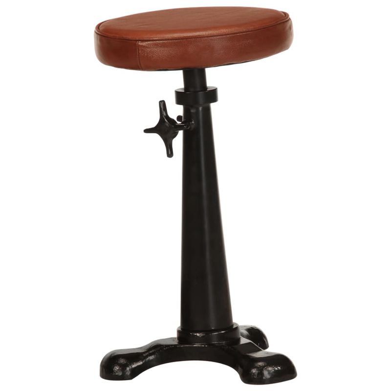 Casa si Gradina - Mobilier - Scaune si fotolii - Scaune - Scaune de bar, 2 buc., maro, piele naturala si fonta - Infinity.ro