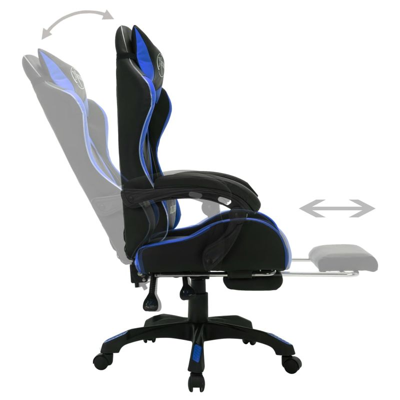 PC, gaming si accesorii - Gaming - Accesorii gaming - Scaune gaming - Scaun de jocuri cu LED RGB, albastru si negru, piele ecologica - Infinity.ro
