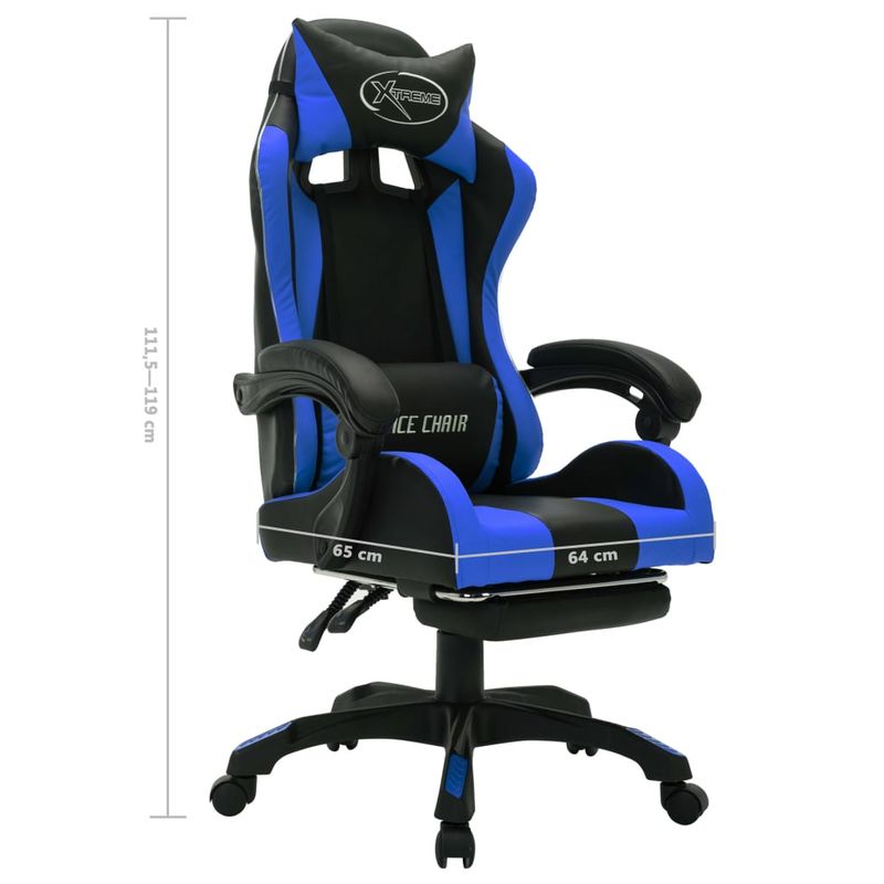PC, gaming si accesorii - Gaming - Accesorii gaming - Scaune gaming - Scaun de jocuri cu LED RGB, albastru si negru, piele ecologica - Infinity.ro