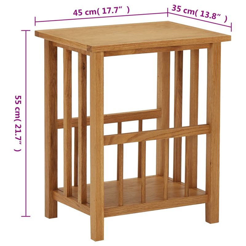 Casa si Gradina - Mobilier - Mese si birouri - Mese living - Masuta de reviste, 45 x 35 x 55 cm, lemn masiv de stejar - Infinity.ro