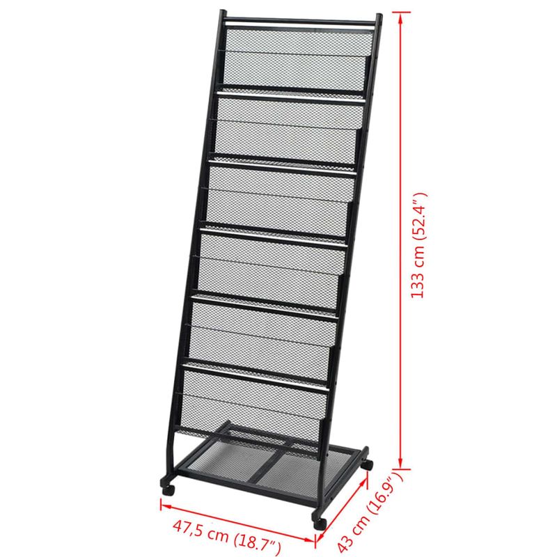 Casa si Gradina - Mobilier - Biblioteci si rafturi - Rafturi - Raft reviste A4, 47,5x43x133 cm, negru - Infinity.ro