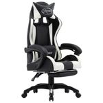 Casa si Gradina - Mobilier - Scaune si fotolii - Scaune - Scaun de racing, suport picioare, alb/negru, piele ecologica - Infinity.ro