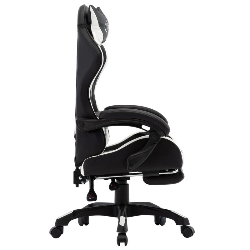 Casa si Gradina - Mobilier - Scaune si fotolii - Scaune - Scaun de racing, suport picioare, alb/negru, piele ecologica - Infinity.ro