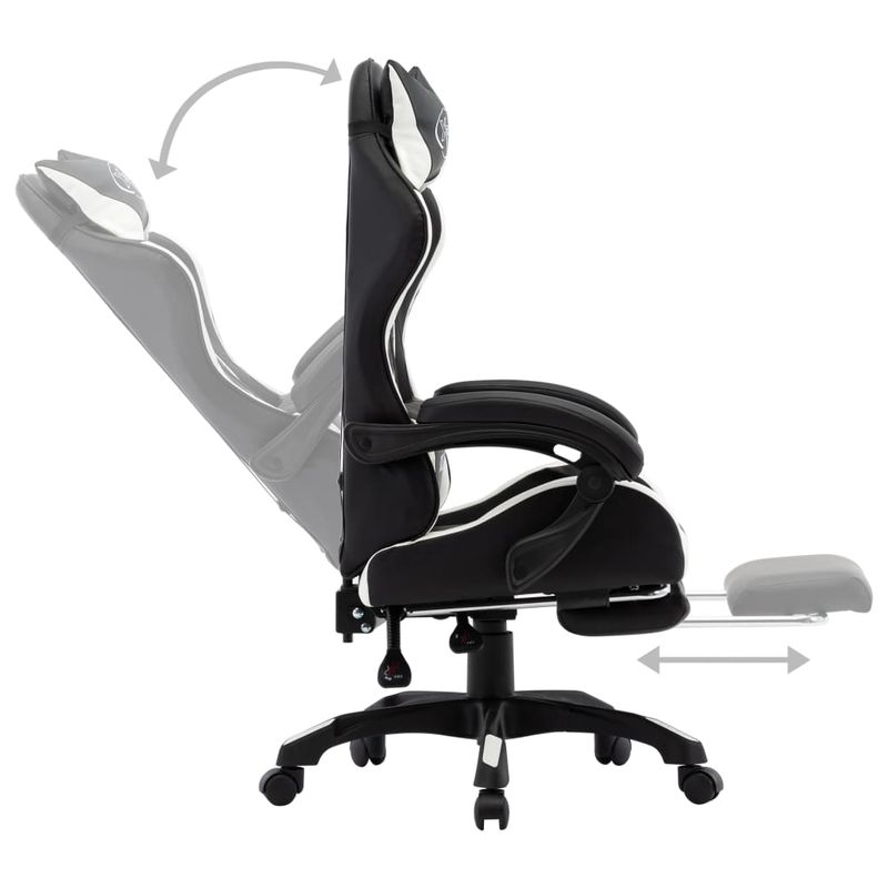 Casa si Gradina - Mobilier - Scaune si fotolii - Scaune - Scaun de racing, suport picioare, alb/negru, piele ecologica - Infinity.ro