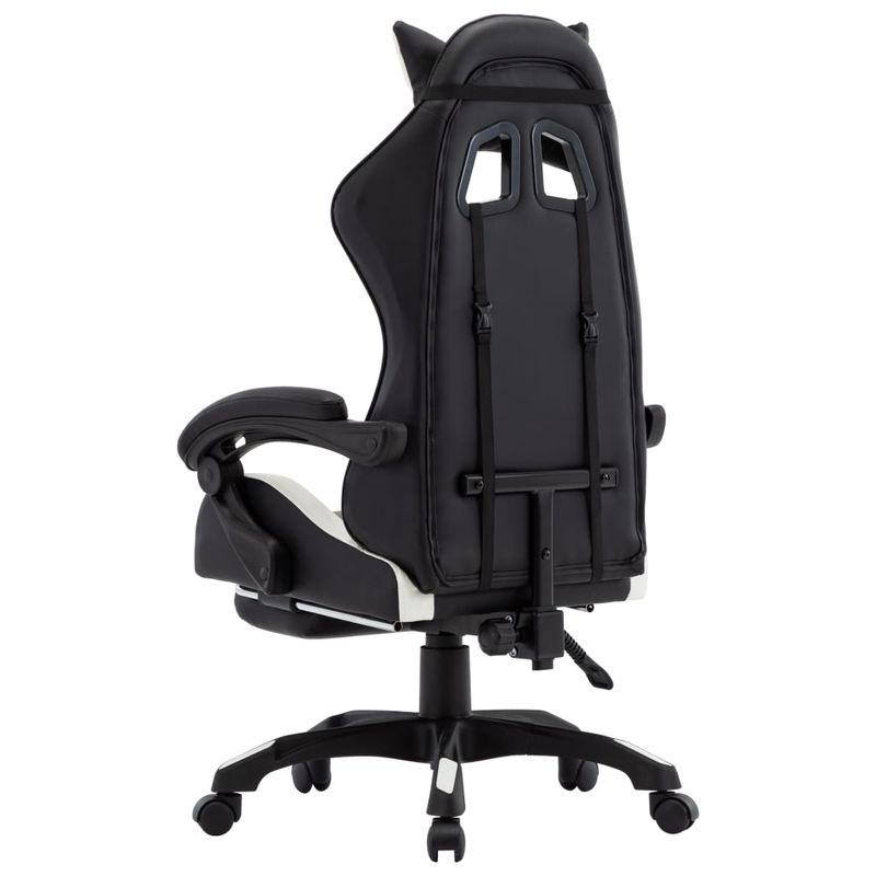 Casa si Gradina - Mobilier - Scaune si fotolii - Scaune - Scaun de racing, suport picioare, alb/negru, piele ecologica - Infinity.ro