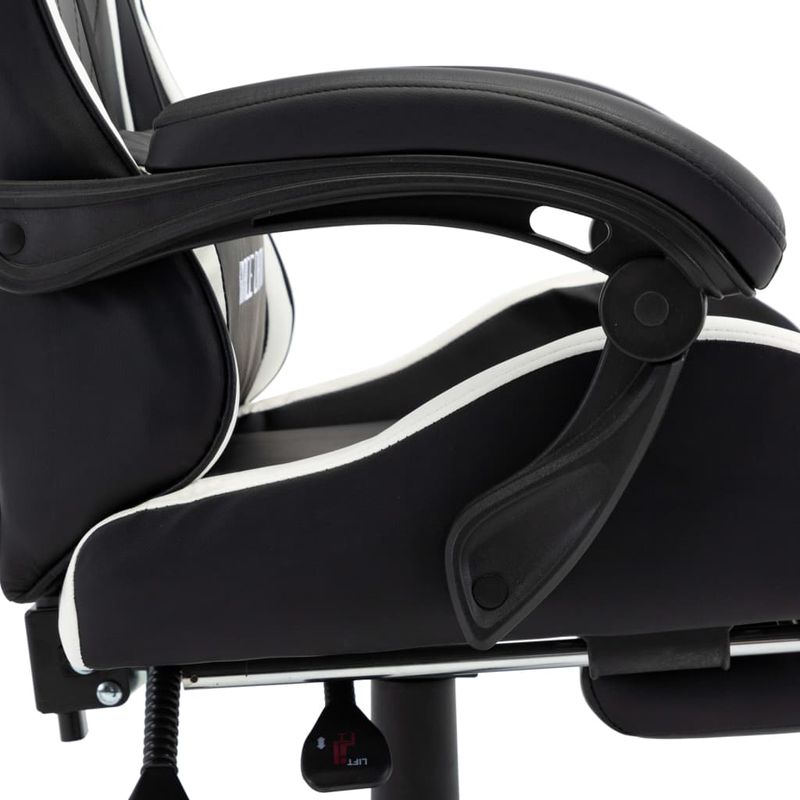 Casa si Gradina - Mobilier - Scaune si fotolii - Scaune - Scaun de racing, suport picioare, alb/negru, piele ecologica - Infinity.ro