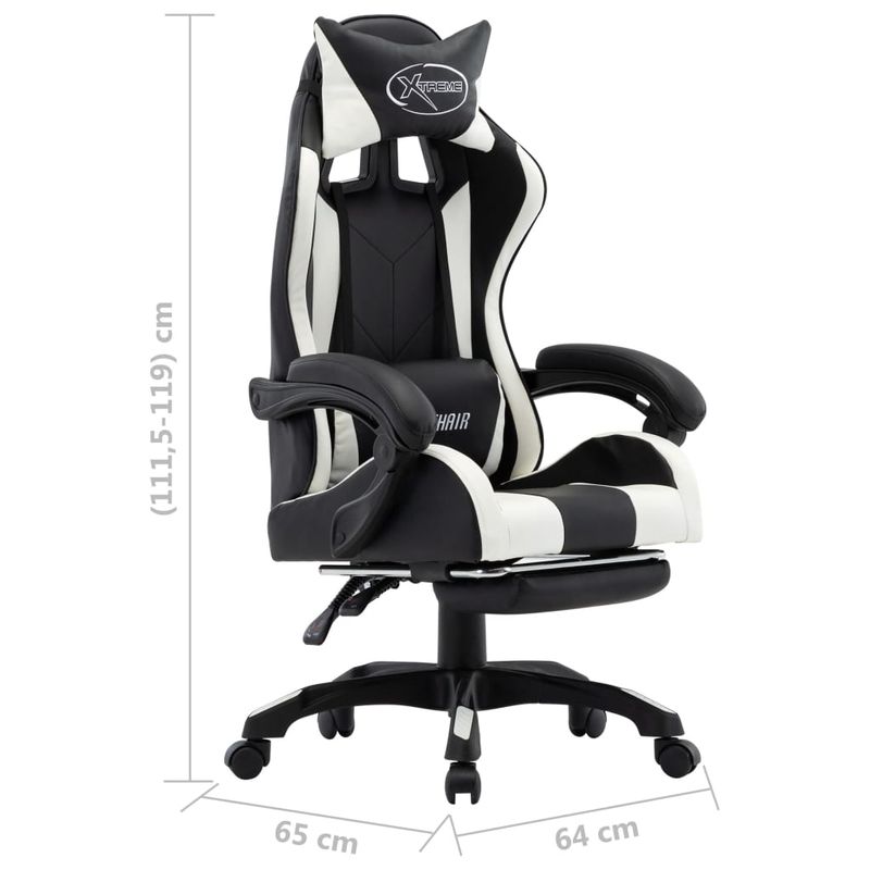 Casa si Gradina - Mobilier - Scaune si fotolii - Scaune - Scaun de racing, suport picioare, alb/negru, piele ecologica - Infinity.ro