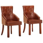 Casa si Gradina - Mobilier - Scaune si fotolii - Scaune - Scaune de bucatarie, 2 buc., maro, piele naturala de capra - Infinity.ro