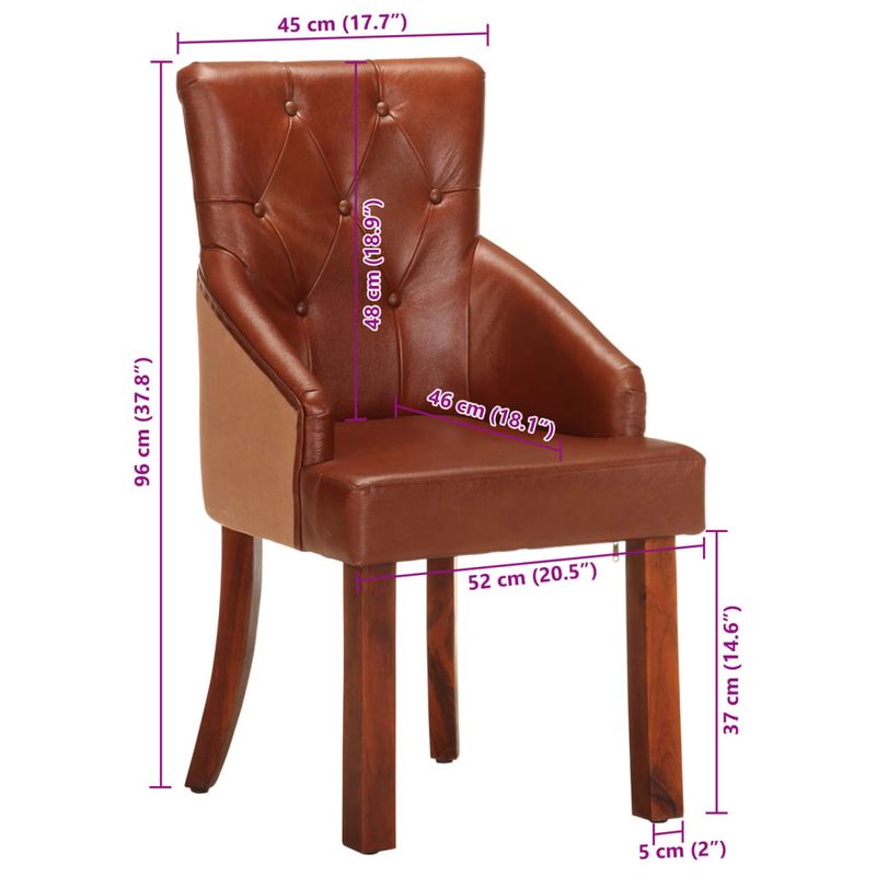 Casa si Gradina - Mobilier - Scaune si fotolii - Scaune - Scaune de bucatarie, 2 buc., maro, piele naturala de capra - Infinity.ro