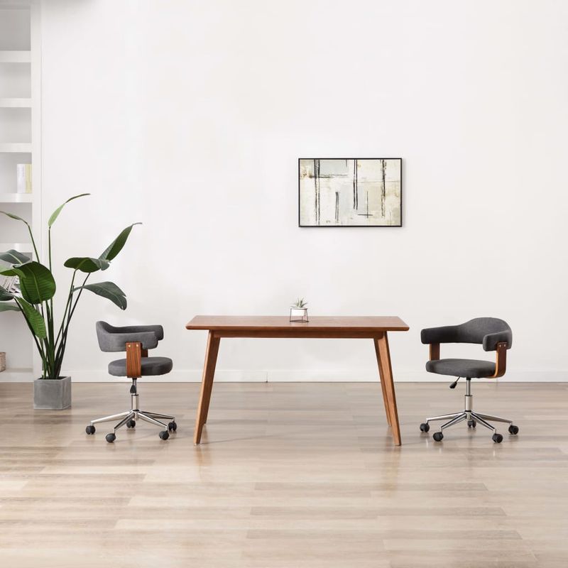 Casa si Gradina - Mobilier - Scaune si fotolii - Scaune - Scaune de bucatarie, 2 buc., gri, lemn curbat si textil - Infinity.ro