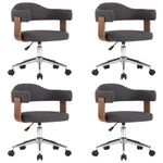 Casa si Gradina - Mobilier - Scaune si fotolii - Scaune - Scaune de bucatarie pivotante, 4 buc, gri, lemn curbat/textil - Infinity.ro