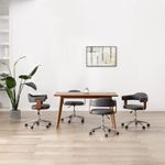Casa si Gradina - Mobilier - Scaune si fotolii - Scaune - Scaune de bucatarie pivotante, 4 buc, gri, lemn curbat/textil - Infinity.ro
