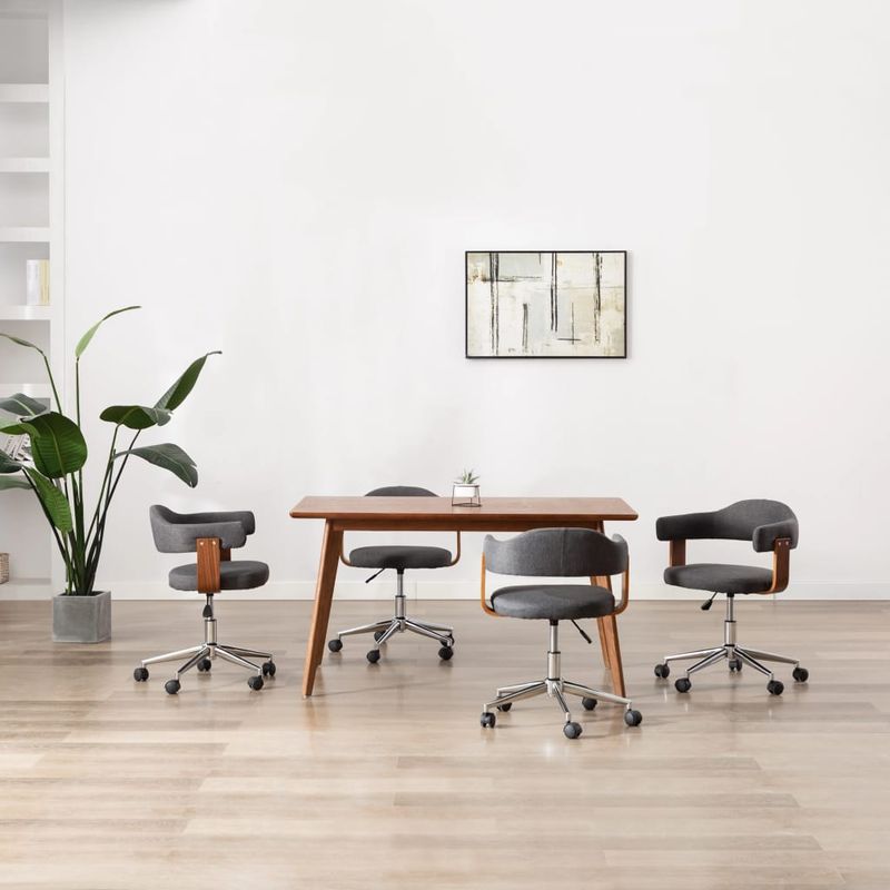 Casa si Gradina - Mobilier - Scaune si fotolii - Scaune - Scaune de bucatarie pivotante, 4 buc, gri, lemn curbat/textil - Infinity.ro