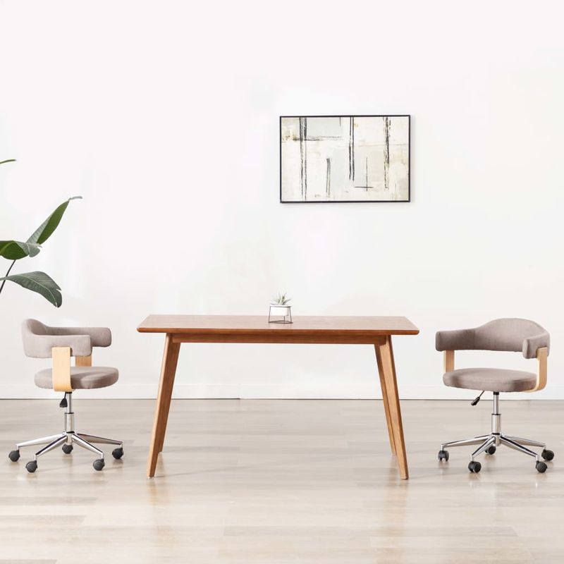 Casa si Gradina - Mobilier - Scaune si fotolii - Scaune - Scaune pivotante, 2 buc., gri taupe, lemn curbat & textil - Infinity.ro