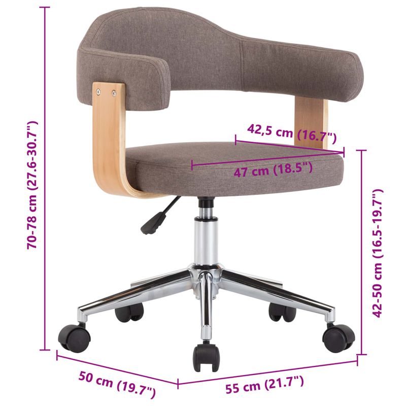 Casa si Gradina - Mobilier - Scaune si fotolii - Scaune - Scaune pivotante, 2 buc., gri taupe, lemn curbat & textil - Infinity.ro