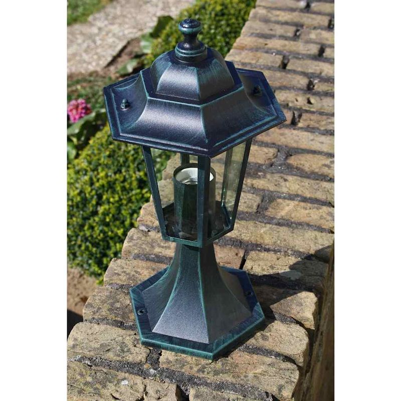 Casa si Gradina - Corpuri si surse de iluminat - Iluminat exterior - Felinare - Lampi de gradina, 2 buc., verde inchis/negru, aluminiu - Infinity.ro
