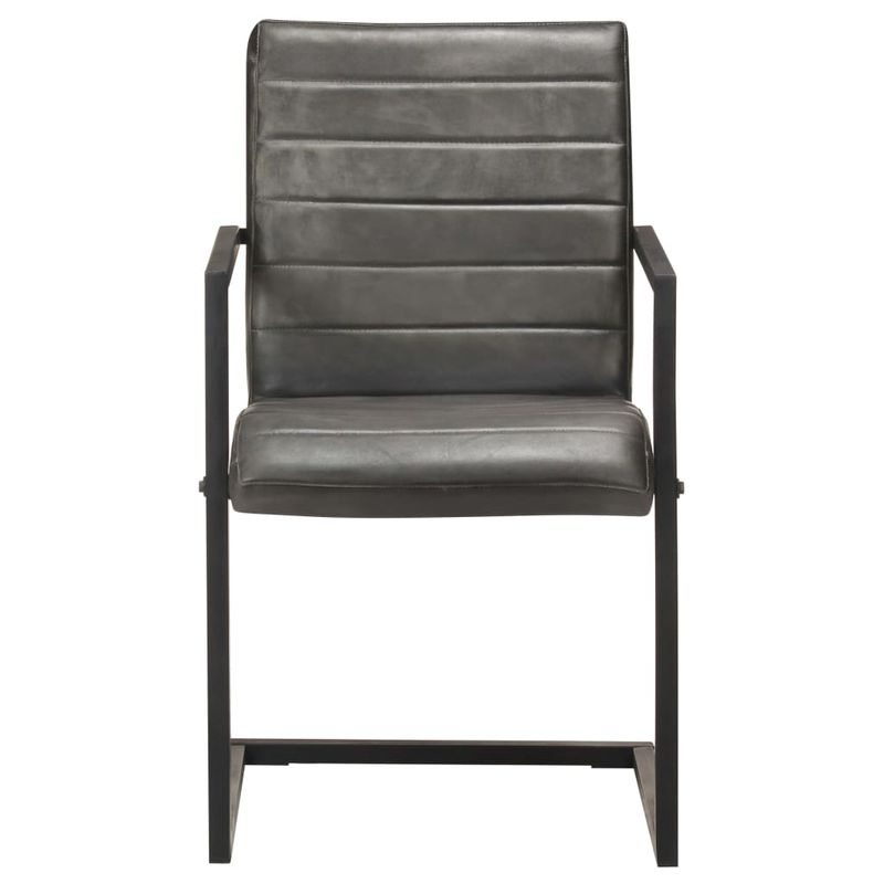 Casa si Gradina - Mobilier - Scaune si fotolii - Scaune - Scaune de bucatarie tip consola, 4 buc., gri, piele naturala - Infinity.ro
